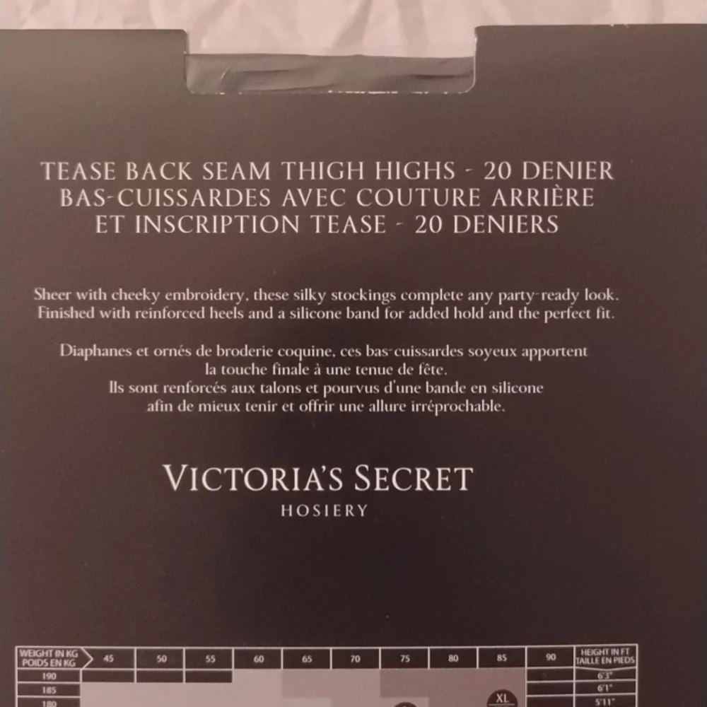 Victoria's Secret Black Tease Back Seam Stockings Love Me Tease Me